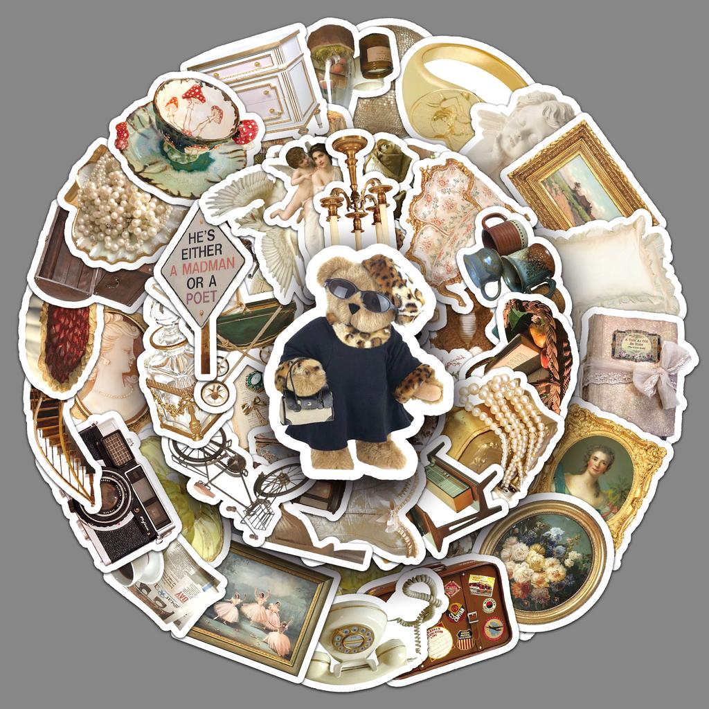 50 Photos of Retro Ins Style Graffiti Personalized Small Freshman Account Creative DIY Mobile Suitcase Stickers Waterproof