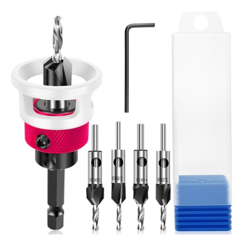 Countersink Drill Bits With Depth Stop Hex Shank Hole Opener Woodworking Aluminum Limit Drilling Tool Chamfering