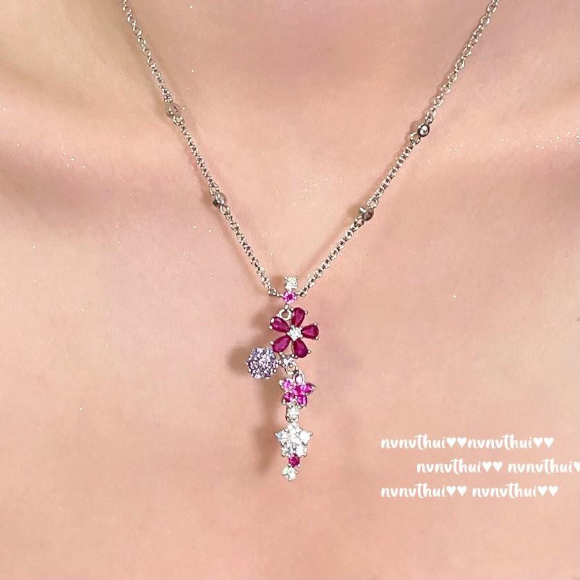 Jewelry, A Midsummer Night'S Dream Purple Flowering Gemstone Necklace, Light Luxury High-End, Iris Purple Flower Zircon Bracelet