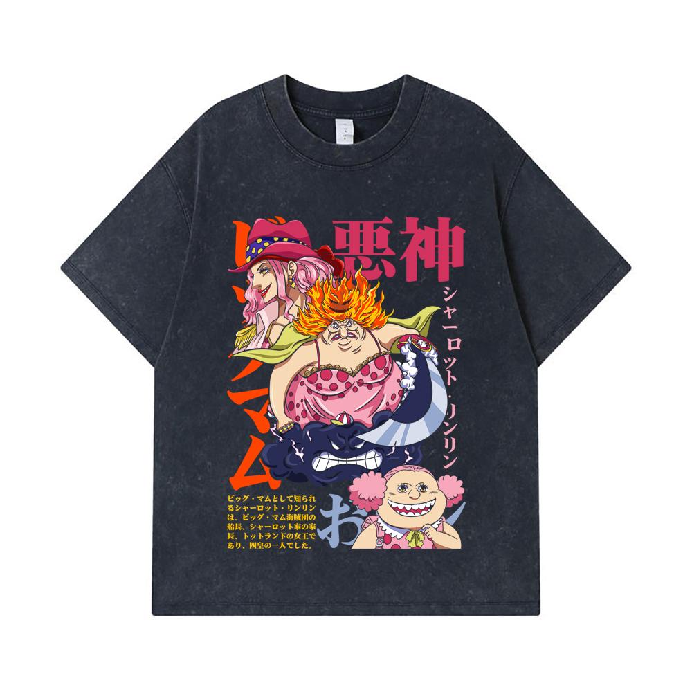 275 GSM Gewaschene T-Shirts 100% Baumwolle Einteilig V37 Big Mom Druck Unisex Schweres Baumwoll-T-Shirt