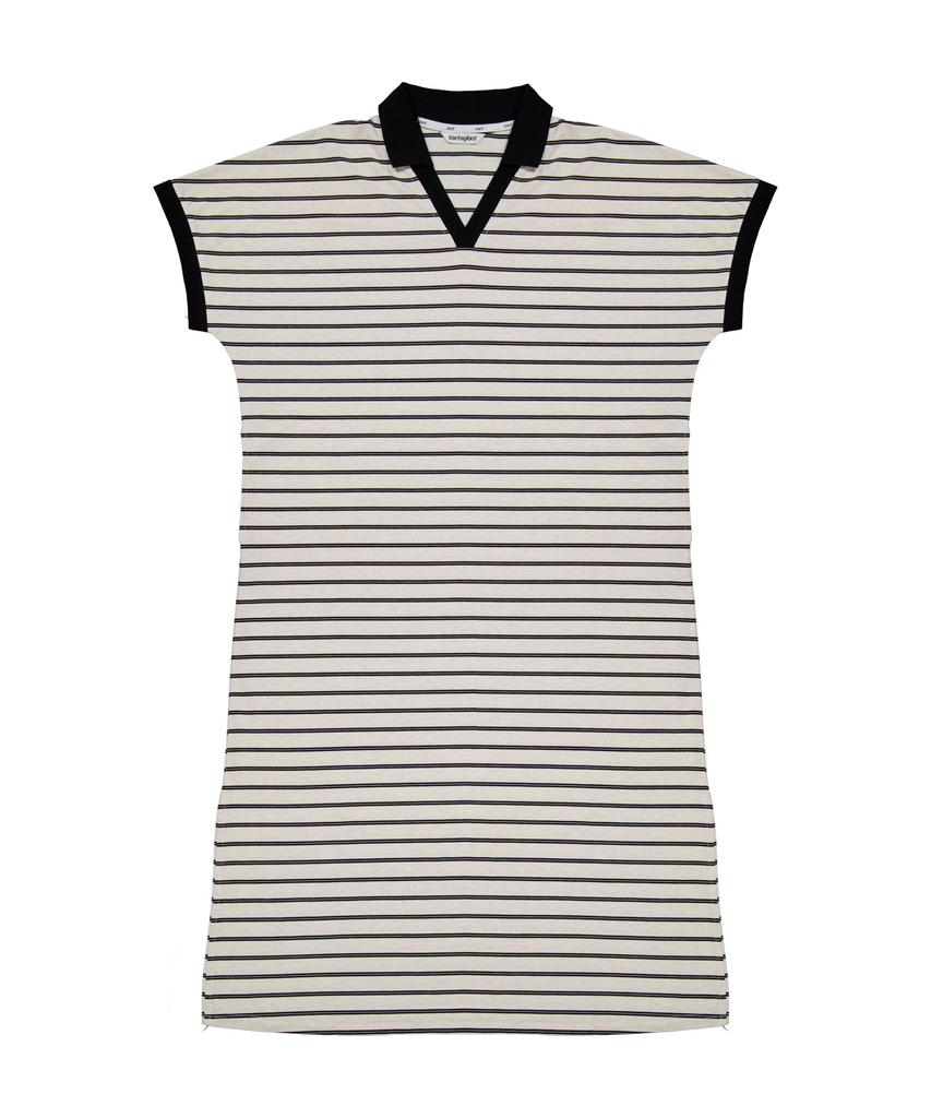 Metapeo Cozy Striped Dress Oatmeal