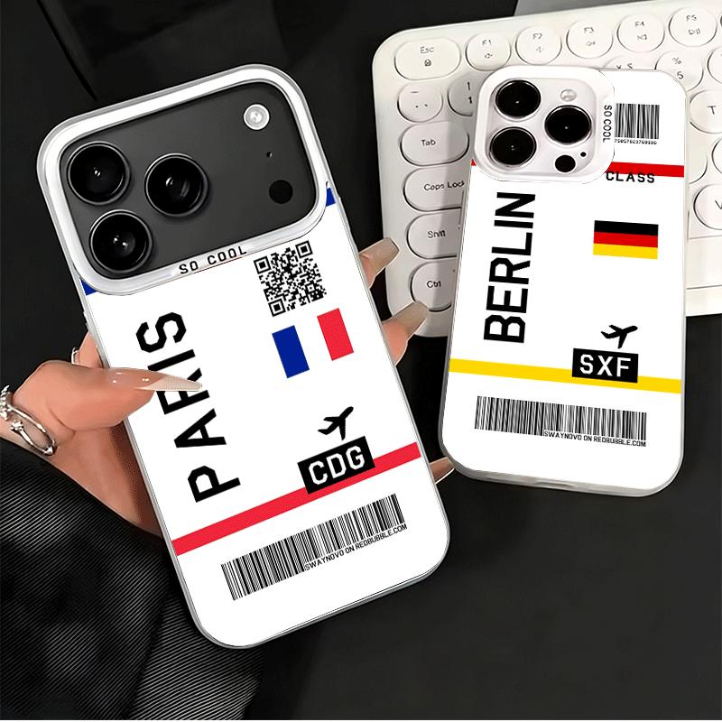 Travel Air Ticket Label Shockproof Phone Case for iPhone 17 Air 16 16E 15 Pro Max 14 Plus 13 Mini 12 Back Cover Anti Fall Fundas