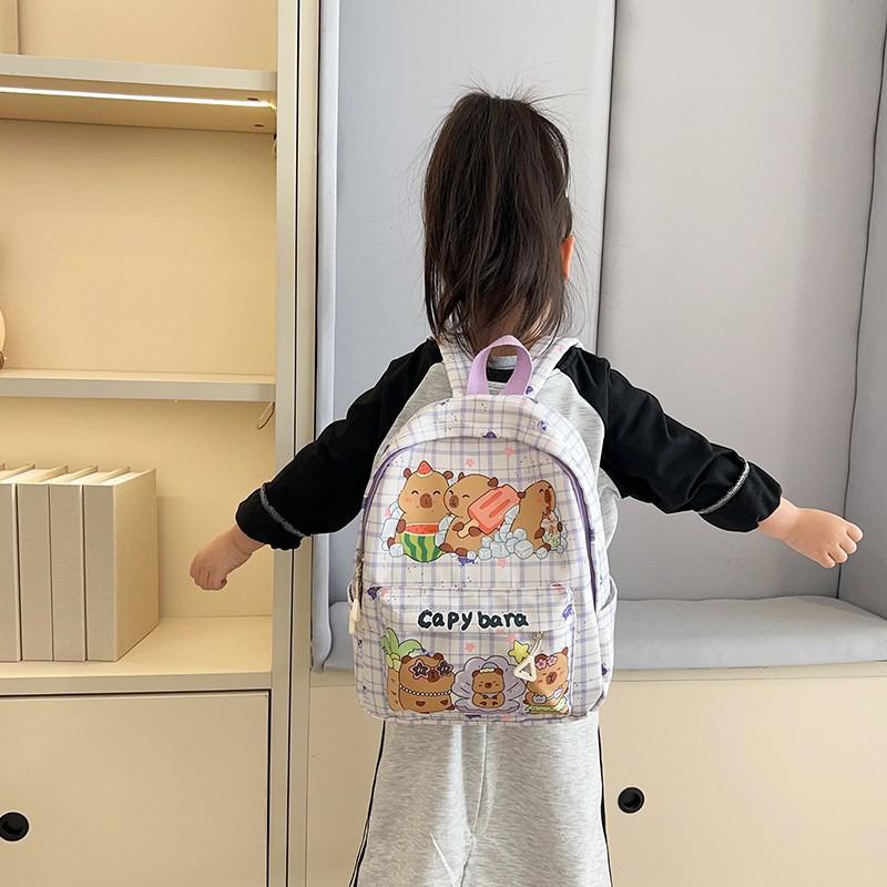 Stylish Capybara Print Backpack for Kids - Elementary & Kindergarten Use