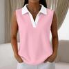 Women's Casual Color Block Knit Sleeveless Collar Tank Top