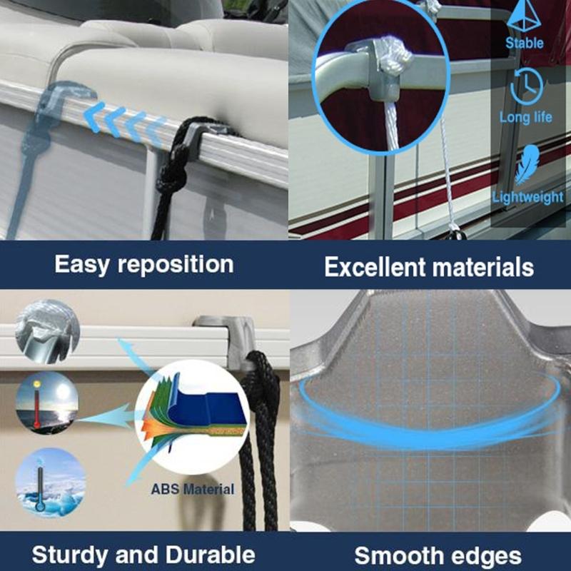 Boat Bumper Clips, Pontoon Boat Fenders Clips for Docking, Pontoon Boat Square Rail Fenders Hangers/Adjusters