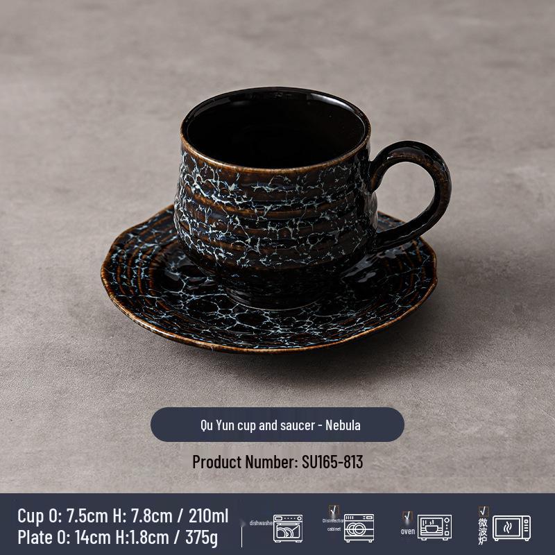 Wabi-Sabi Ceramic Coffee Cup & Saucer Set: Exquisite, High-End Latte Cup Perfect for Afternoon Tea