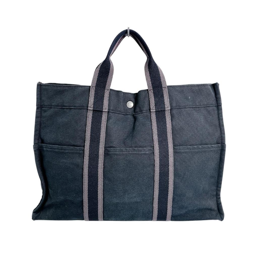 HERMES Her Line canvas Tote Bag canvas black unisex Used