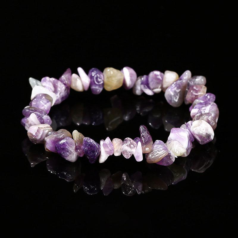 Natural Crystal Stone Bracelet Irregular Reiki Lucky Elastic Bracelet Ladies Fashion Strawberry Crystal Amethyst Jewelry