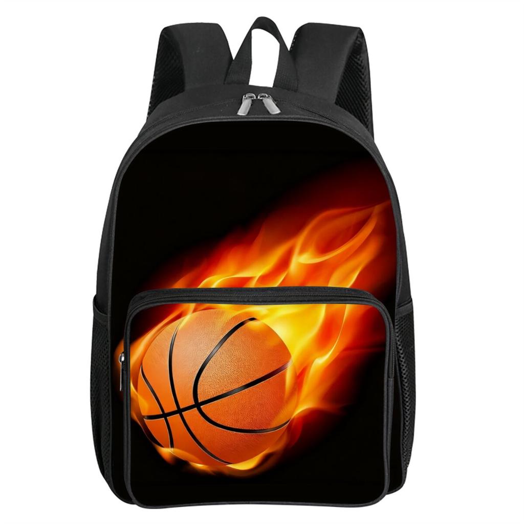 Basketball Patten Square Front Pocket Backpack Zipper Large Capacity for Boy/Girls Best Gift 2D Cartoon Children's School Bag