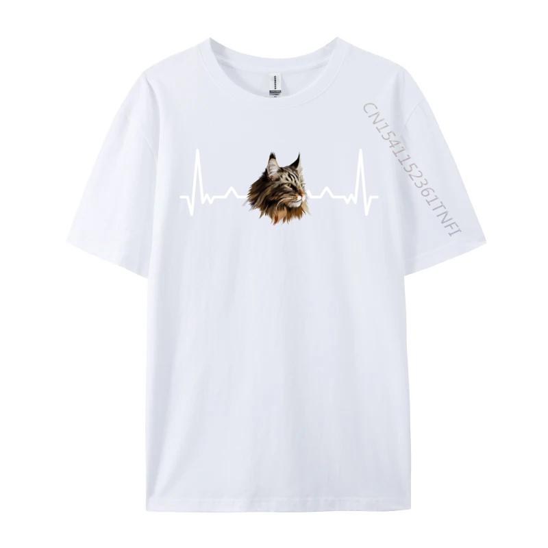 Maine Coon Heartbeat Funny Maine Coon Cat Lover Tshirts New Year Day All Cotton Crew Neck Tops Tees Awesome S