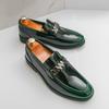 Hairstylist Thick Heel Big Head Leather Shoes Glossy Trendy Patent Leather Loafers Men's Foot Casual New Platform Shoes