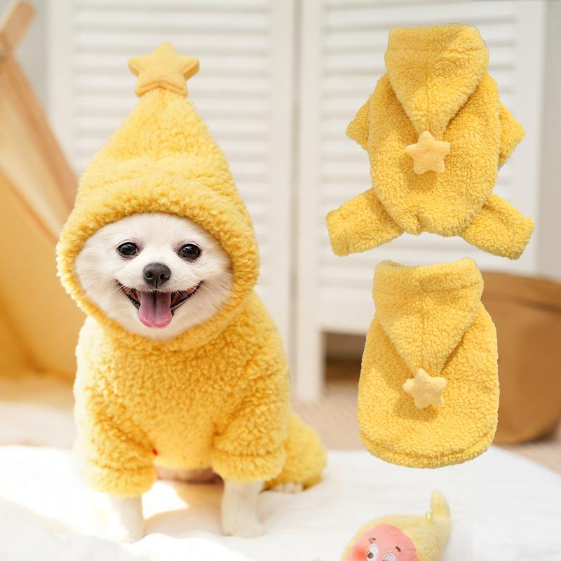Hvězdný Princ Pet Fleece Silná Bunda s Kapucí Podzimní/Zimní Bunda pro Psa a Kočku Domácí Oblečení na Spaní