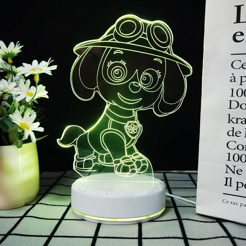 Night Light 3d Paw Patrol Toys Illusion Lamp 7 Colors Changing Desk Led Lights