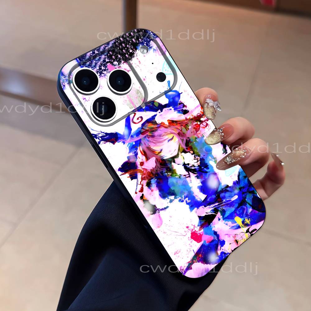 Saigyouji Y-Yuyuko Anime For iPhone 17,16,15,11,12,14,13 Pro Max Mini XS,XR,7 Plus 16E Air Soft Black Dustproof Phone Case