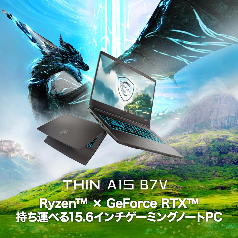 First Gaming PC with Ryzen 7 and RTX MSI Gaming PC ThinA15 16GB Memory 512GB SSD Full HD 144Hz Ryzen 77 735HS RTX 4050 Windows 11 Home Japanese