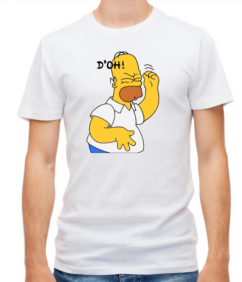 Simpsons characters Homer Simpson Short Sleeve T- Shirt Men G087 S
