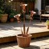 Vintage Copper Garden Decor Stake with Bells Soft Wind Chime Common Callalily Design Peaceful