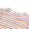 Kids' Long-sleeved T-shirt with Mock Turtleneck, Stripes, 2 Colors, and 5 Sizes Available