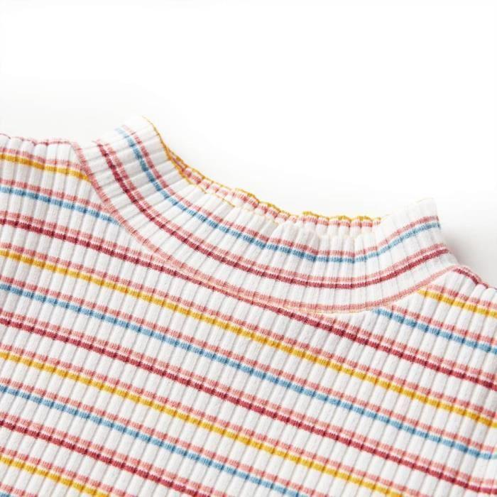 T-shirt enfants manches longues faux col roulé rayures 2 couleurs et 5 dimensions disponibles