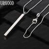 925 Sterling Silver Minimalist Rectangular Pillar Pendant Necklace - Fashionable Banquet Jewelry