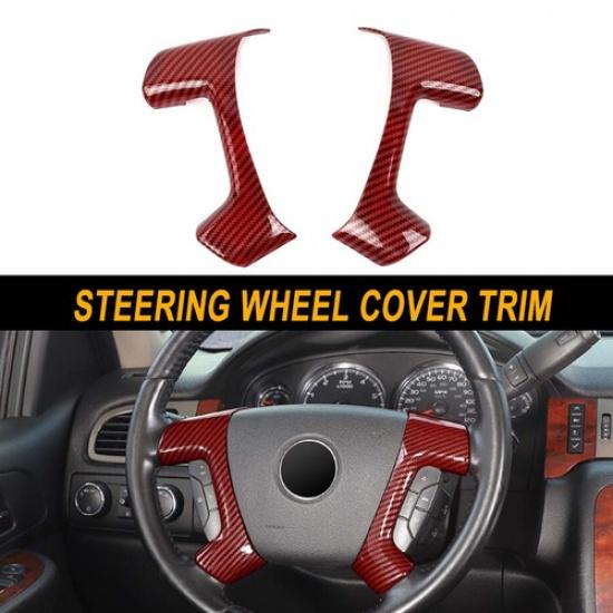 

2007-13 Chevrolet Suburban Tahoe Avalanche Sierra Steering Wheel Cover Trim Red Carbon | Plastic | Polished | Easy tallation | Front