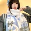 Cute cat soft waxy blue plush knitted scarf women's winter atmosphere warm couple neck protection thickened scarf