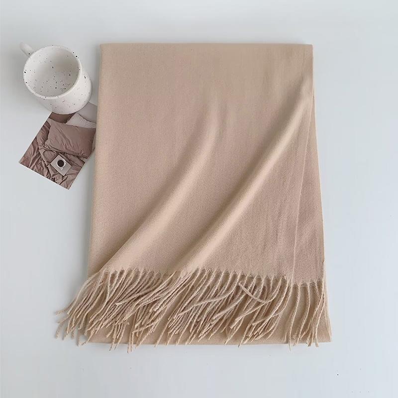 Solid Color Pashmina Shawls Tassels Scarf For Woman Autumn Winter Warm Wraps Fashion Bufanda Female Cashmere Like Scarves
