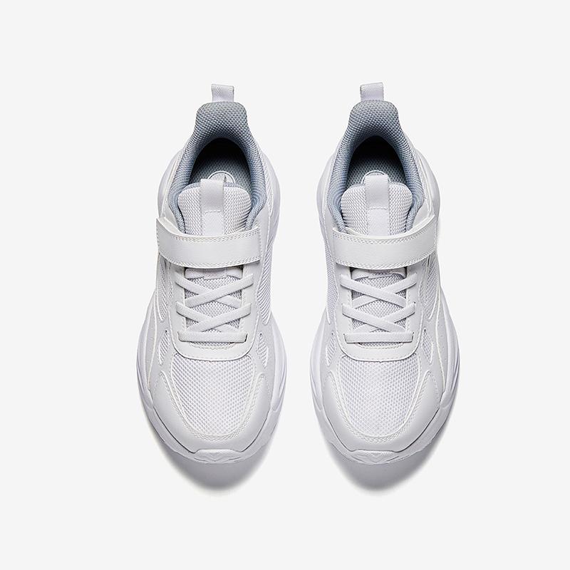 Anta Kids Fabric Synthetic Leather Trendy Versatile Lightweight Shock Absorbing Low Top Running Shoes Men Running Shoes White A22445577-1
