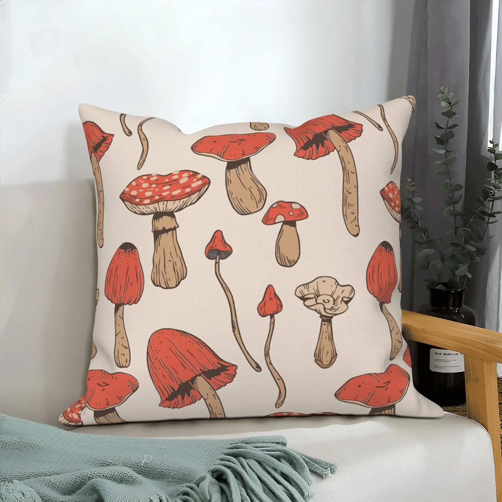 

Fantasy Mushroom Plant Flower Pattern Cushion Cover Home Living Room Sofa Decoration Square 45x45cm 16x16Inch