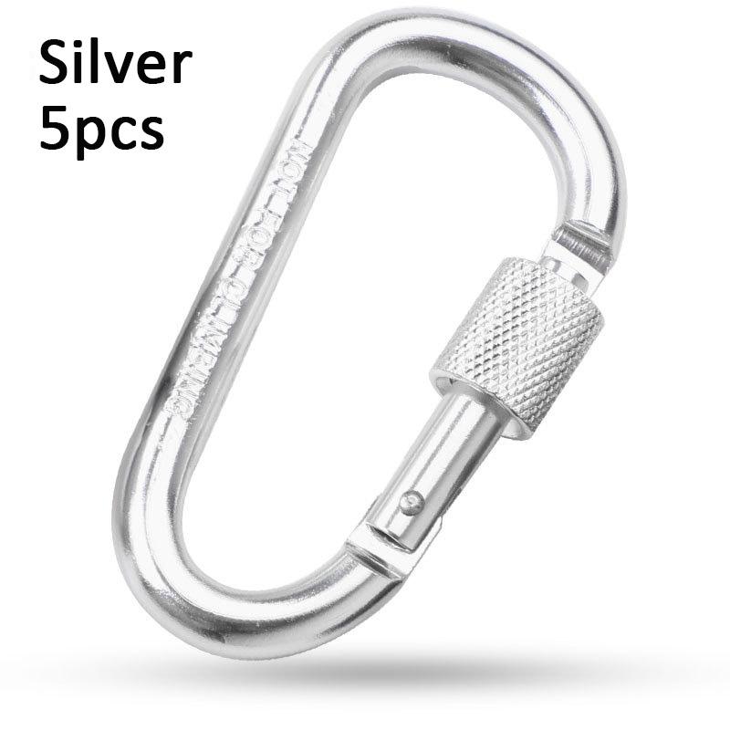 5pcs Aluminium Alloy Carabiner Clip Set Tourist Hooks Fishing Carbin Buckle Caribiner Key Holder Keychain Camping Karabiners