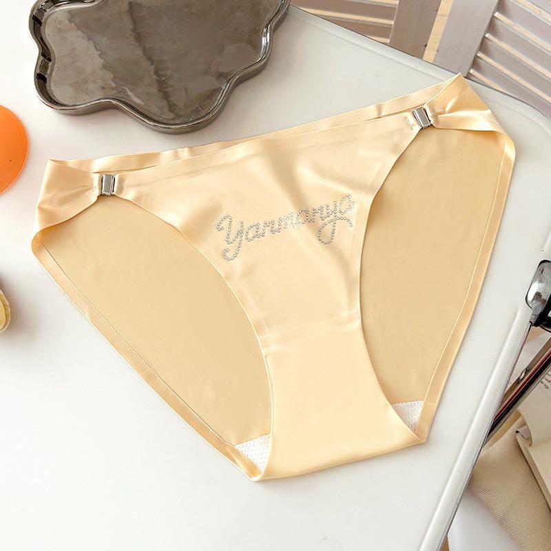 Satin nahtlose Low-Waist Hohl-Unterwäsche mit abnehmbarer Ring-Schnalle