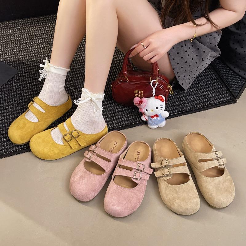 Baotou half slippers women's new spring and summer sandals lazy one pedal Mary Jane single shoes