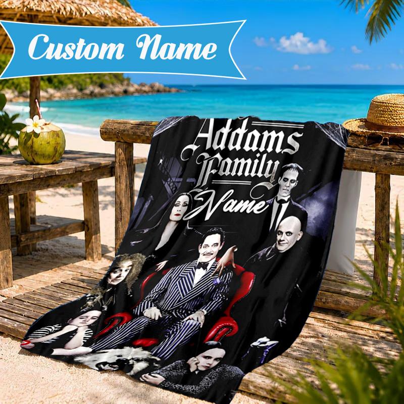 Custom Name Nightmare Addams Beach Towel Microfiber Beach Towel, Lightweight and Quick-Dry, for Summer Travel, Swimming Pool Gift