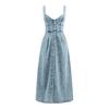 Denim Dress for Women Summer Casual Sleeveless Midi Dress with Pockets Button Down A-Line