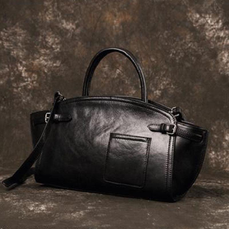 

Модная женская сумка из натуральной кожи через плечо, персонализированная сумка-крыло, универсальная и повседневная большая сумка чёрный