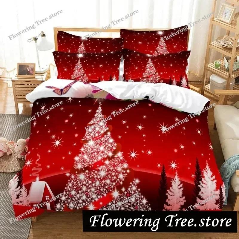 Merry Chrismas Santa Bedding Set Boys Girls Twin Queen Size Duvet Cover Pillowcase Bed Kids Adult Fashion Home Textileextile029