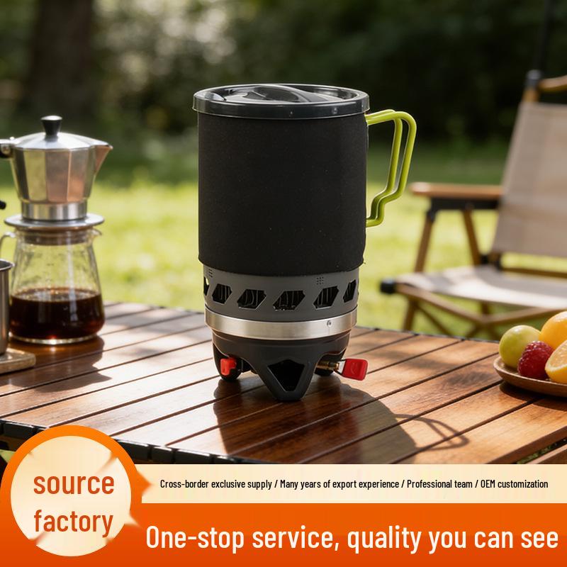 Portable Outdoor Gas Stove for Camping and Picnics - Integrated Water Boiling and Tea Brewing Cookware