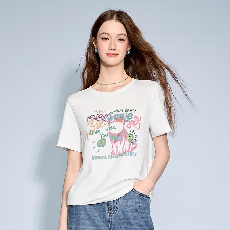 Betu Women's 2026 Spring/Summer Loose Fit Graphic Print Short Sleeve T-Shirt