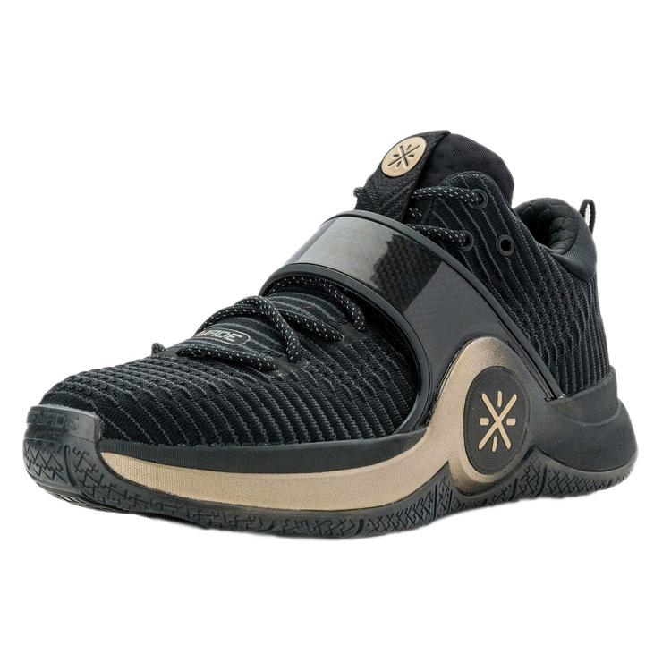 Li Ning WOW 6 Slip Resistant Abrasion Resistant Low top Basketball Shoes Men's Black Gold ABAM089-74