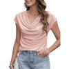 JPNTKY Women's Fashion Casual Solid Color Print Short Sleeve V Neck Blouses & Shirts