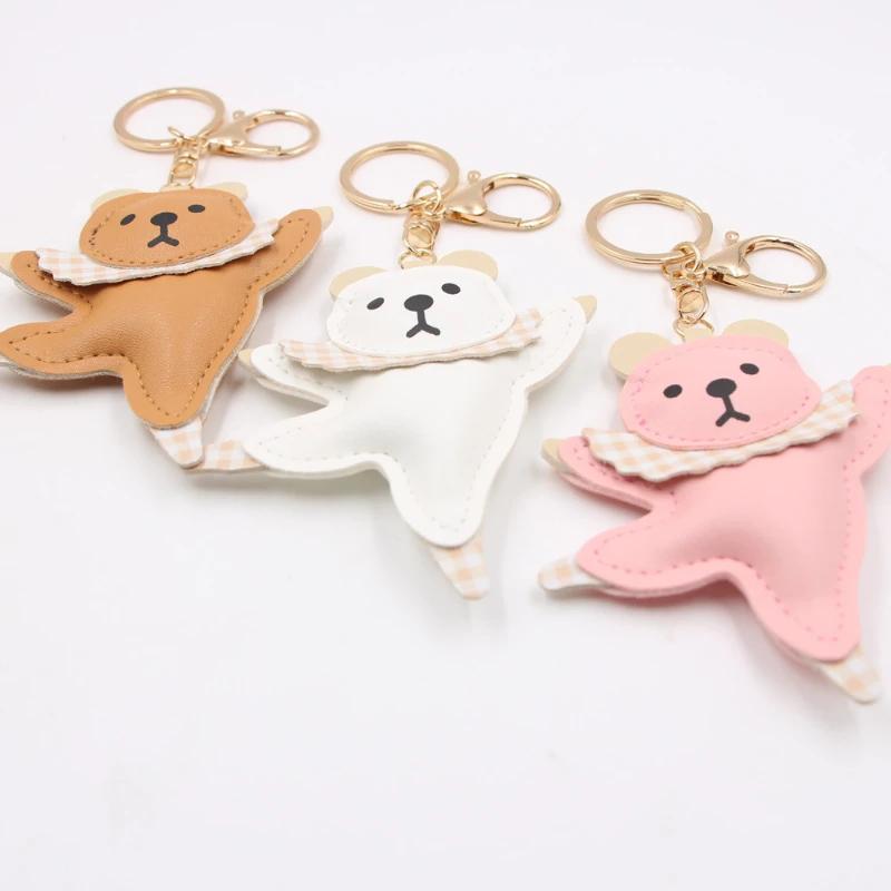 Креативный кожаный брелок для балета и танца с розовым медведем — фото 4