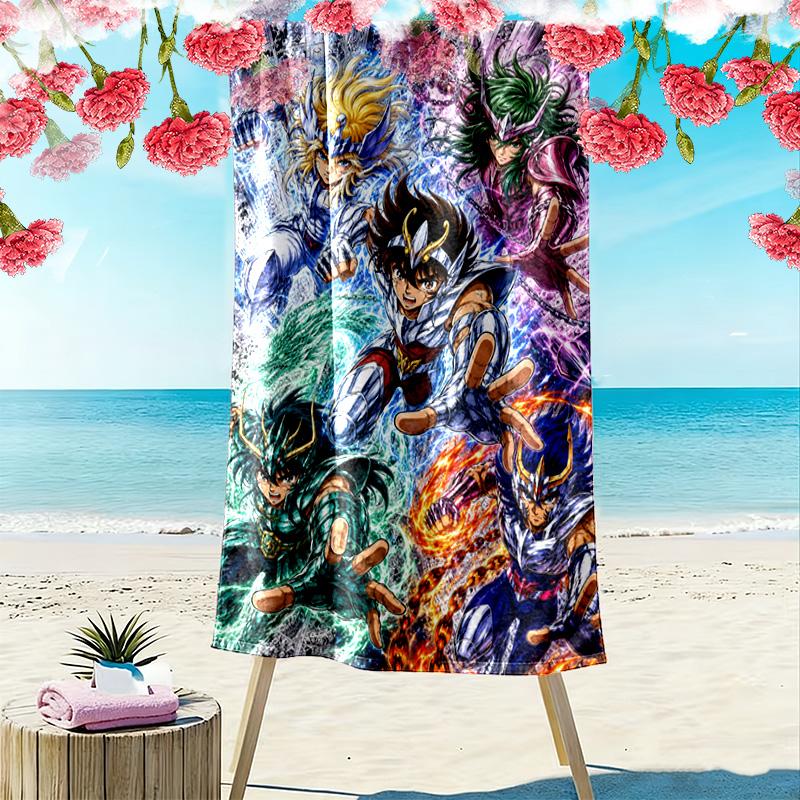 Saint Seiya Print Beach Towel, Large Soft Quick Dry Towel for Beach Camping Swimming