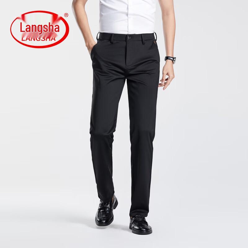 LangSha Men s Summer Business Casual Straight-Leg Trousers 36