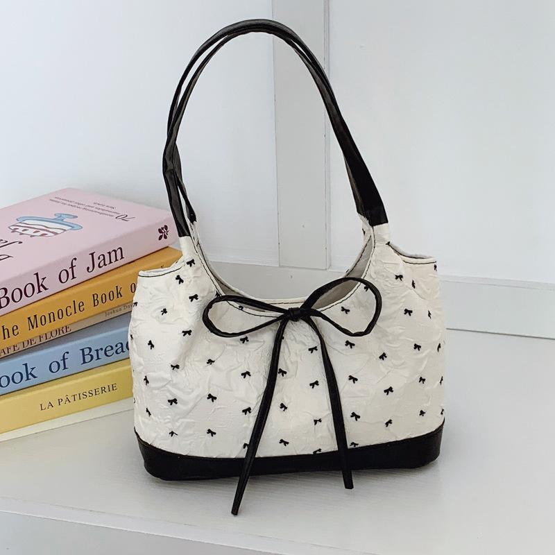 Korean Fashion Handbag Women's Commuter Bag 2025 New Bow Underarm Bag Versatile Large-capacity Shoulder Bag