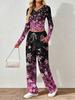 Spring and Autumn Ladies V-Neck Long Sleeve Pants Set Comfortable Casual Versatile Slim Two-piece Set