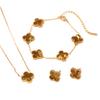 Tarnish Free Best-selling Stainless Steel 18K Gold Plated Bracelet, Necklace, Earrings and Stud Set Jewelry for Ladies