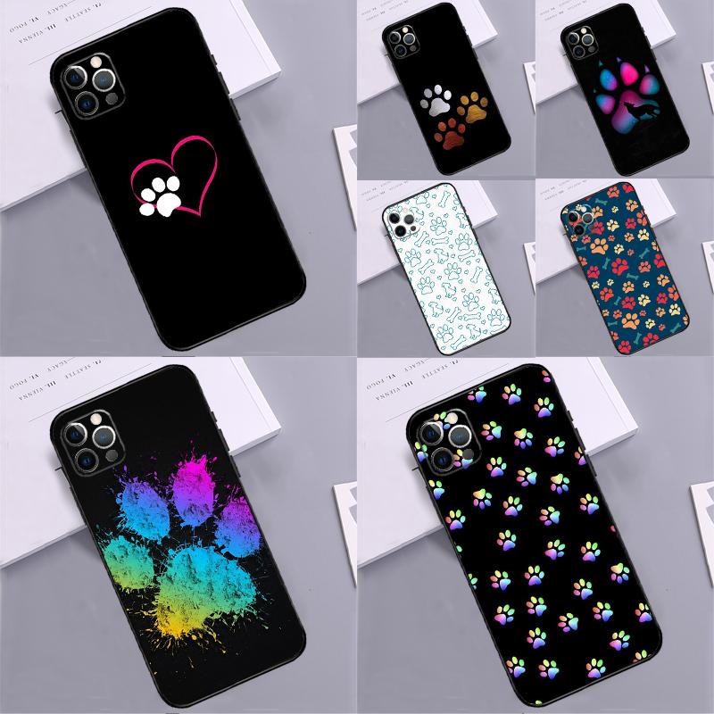 Cartoon Cute Dog Paws Bumper Case For iPhone 16 15 14 Pro Max 11 12 13 Pro Max Mini XR 15 16 Plus 16e Phone Cover