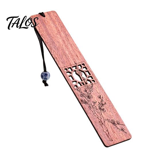 Origineller Lesezeichen Holz Lesezeichen, Handgefertigter Hohlholz Seitenmarkierer mit Perle, Chinesischer Buchstil Dekoratives Lesezubehör, Geschenk für Liebhaber,
