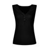 Women's Fashion Color V-neck Sleeveless Button Knitted Tank Top