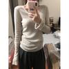 Neck Slim-fit Knitted Bottom Shirt Women's Spring Spice Girls Versatile Long Sleeve Sweater Temperament Inner Top